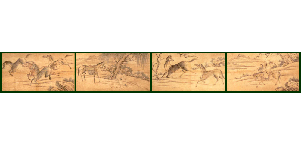 (4)(ةܳ) FOLDING SCREEN, PAINTING OF HORSES 