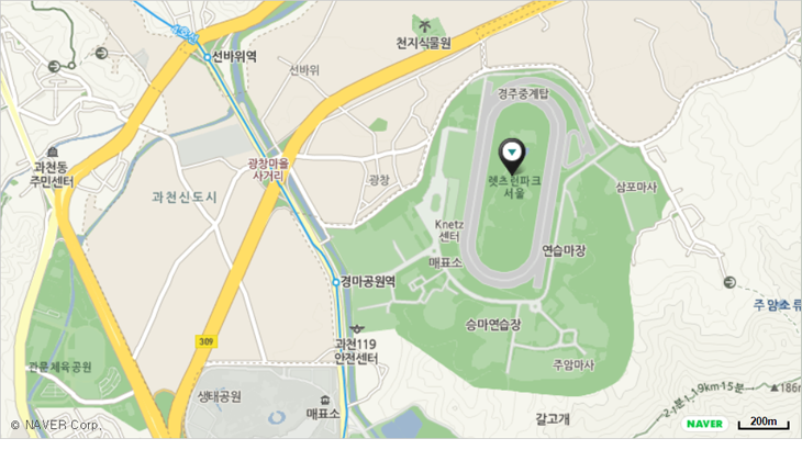 렛츠런파크 서울지도 오시는길 지도 (지하철 4호선 경마공원역 하차)